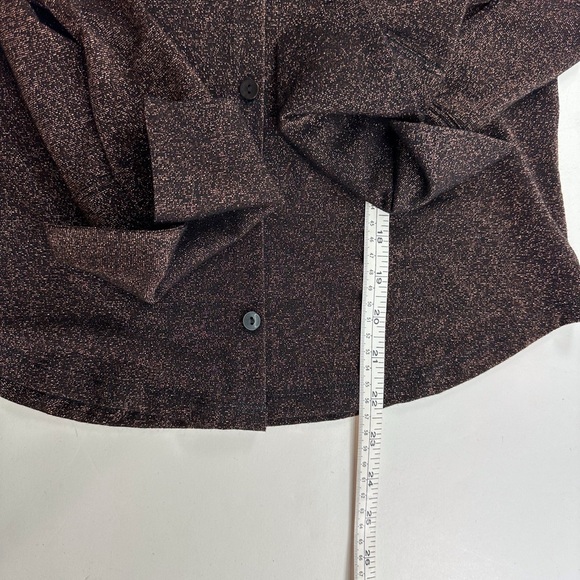 NWOT Abercrombie & Fitch Brown Sparkle Metallic Button Blouse Small - Picture 6 of 8